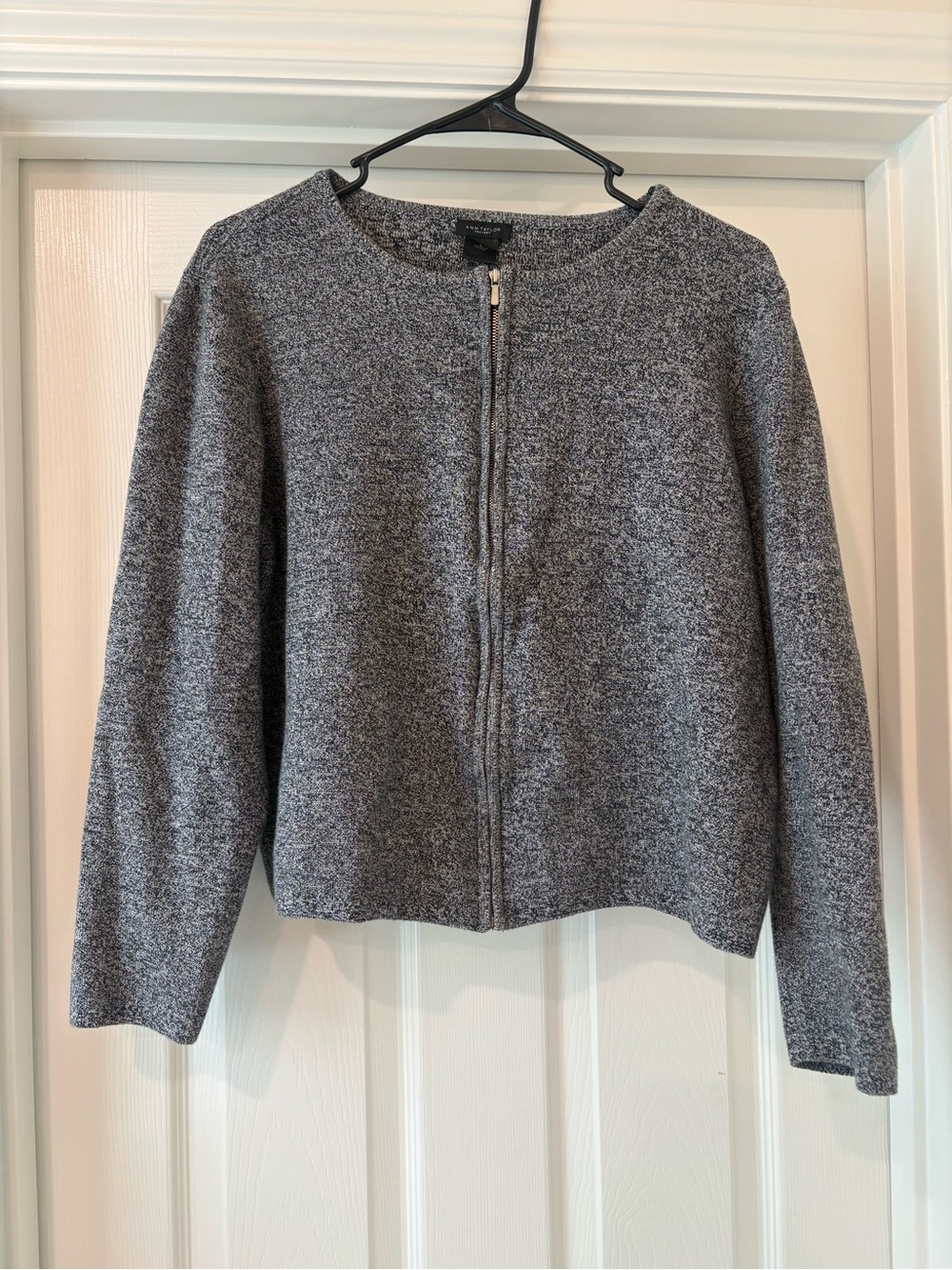 Ann Taylor Heathered Gray Zip-Front Women's Sweater